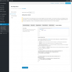 Page screenshot: Mega Menu &rarr; Menu Themes &rarr; Custom Styling