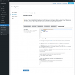 Page screenshot: Mega Menu &rarr; Menu Themes &rarr; Custom Styling
