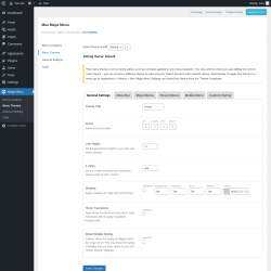 Page screenshot: Mega Menu &rarr; Menu Themes