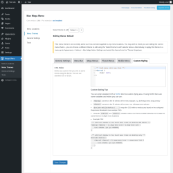 Page screenshot: Mega Menu &rarr; Menu Themes &rarr; Custom Styling
