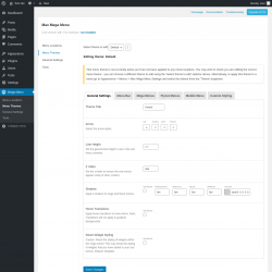 Page screenshot: Mega Menu &rarr; Menu Themes
