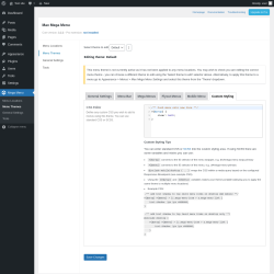 Page screenshot: Mega Menu &rarr; Menu Themes &rarr; Custom Styling