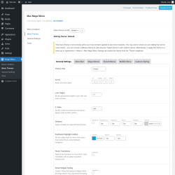 Page screenshot: Mega Menu &rarr; Menu Themes