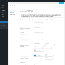 Page screenshot: Mega Menu &rarr; Menu Themes