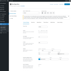 Page screenshot: Mega Menu &rarr; Menu Themes