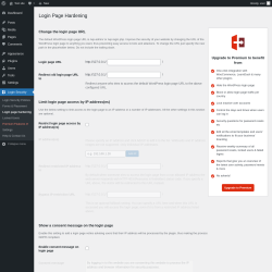 Page screenshot: Login Security → Login page hardening