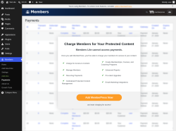 Page screenshot: Members &rarr; Payments