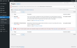 Page screenshot: Plugins ‹ Test site — WordPress