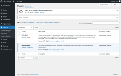Page screenshot: Plugins ‹ Test site — WordPress