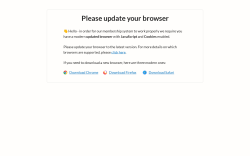 Page screenshot: Please update your browser