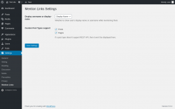 Page screenshot: Settings → Mention Links