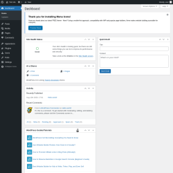Page screenshot: Dashboard &lsaquo; Test site &mdash; WordPress