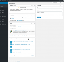 Page screenshot: Dashboard &lsaquo; Test site &mdash; WordPress