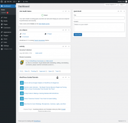 Page screenshot: Dashboard &lsaquo; Test site &mdash; WordPress