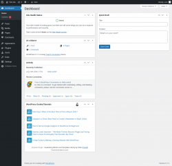 Page screenshot: Dashboard &lsaquo; Test site &mdash; WordPress