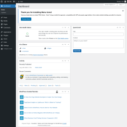 Page screenshot: Dashboard &lsaquo; Test site &mdash; WordPress