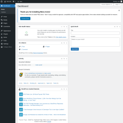 Page screenshot: Dashboard ‹ Test site — WordPress