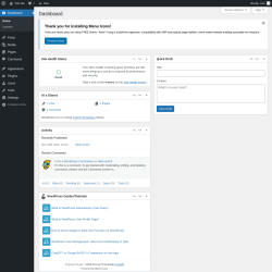 Page screenshot: Dashboard &lsaquo; Test site &mdash; WordPress