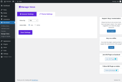 Page screenshot: Menukaart → Manage Views