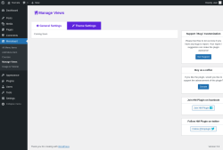 Page screenshot: Menukaart → Manage Views → 
                 Theme Settings            