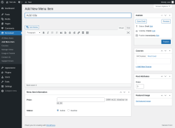 Page screenshot: Menukaart → Add Menu Item