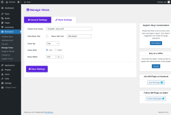 Page screenshot: Menukaart → Manage Views