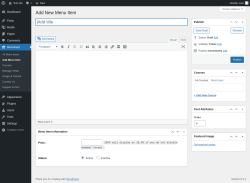 Page screenshot: Menukaart → Add Menu Item