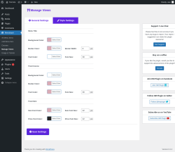 Page screenshot: Menukaart → Manage Views → 
                 Style Settings            