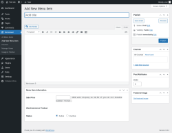 Page screenshot: Menukaart → Add New Menu Item