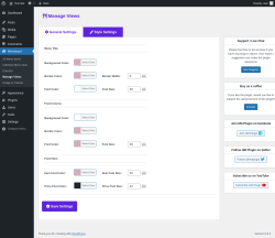Page screenshot: Menukaart → Manage Views → 
                 Style Settings            