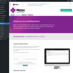 Page screenshot: Mesh → Settings → 
				About Mesh			