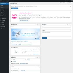 Page screenshot: Dashboard &lsaquo; Test site &mdash; WordPress