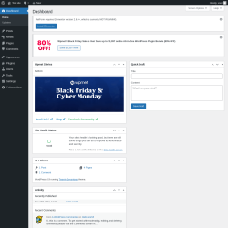 Page screenshot: Dashboard &lsaquo; Test site &mdash; WordPress