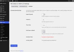 Page screenshot: Settings &rarr; Microdata to JSON-LD &rarr; Scheduler