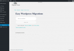 Page screenshot: Migrate Guru &lsaquo; Test site &mdash; WordPress