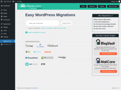 Page screenshot: Migrate Guru &lsaquo; Test site &mdash; WordPress