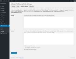 Page screenshot: External Links &rarr; Settings &rarr; 
			Include / Exclude
		