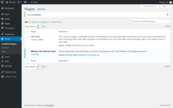 Page screenshot: Plugins &lsaquo; Test site &mdash; WordPress