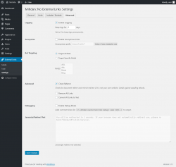Page screenshot: External Links &rarr; Settings &rarr; 
			Advanced		