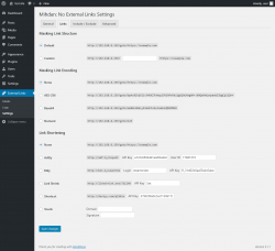 Page screenshot: External Links &rarr; Settings &rarr; 
			Links		