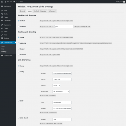 Page screenshot: External Links &rarr; Settings &rarr; 
			Links		