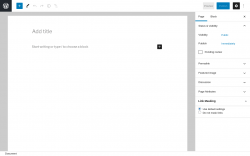 Page screenshot: Add New Page &lsaquo; Test site &mdash; WordPress