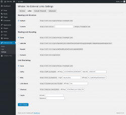 Page screenshot: External Links &rarr; Settings &rarr; 
			Links		