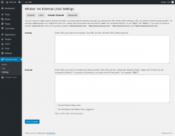 Page screenshot: External Links &rarr; Settings &rarr; 
			Include / Exclude		