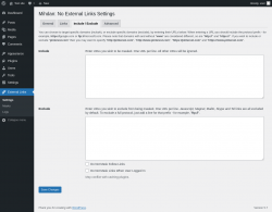 Page screenshot: External Links &rarr; 
			Include / Exclude		