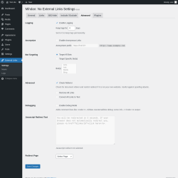 Page screenshot: External Links &rarr; 
			Advanced		