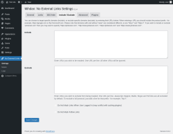 Page screenshot: No External Links &rarr; 
			Include / Exclude		