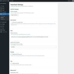 Page screenshot: TeamVault &rarr; Settings