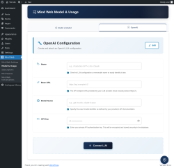 Page screenshot: Mind Web &rarr; Model & Usage &rarr; 
				
				OpenAI			