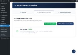 Page screenshot: Mind Web &rarr; Subscriptions &rarr; 
					
					Subscriptions Overview				